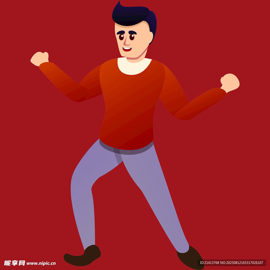 活力男子欢快舞蹈