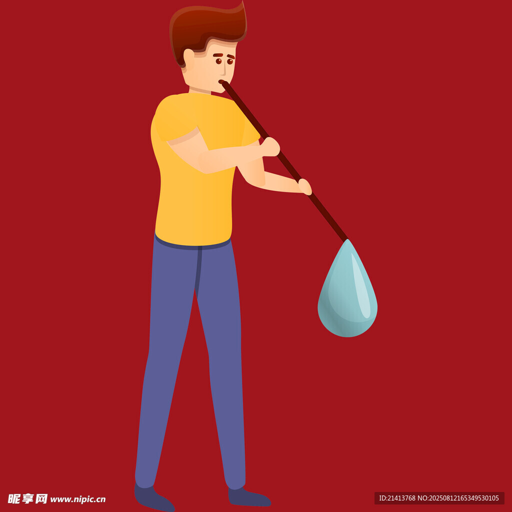 男子手持水滴形物体