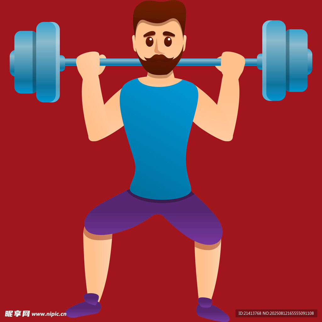 男子深蹲举杠铃健身