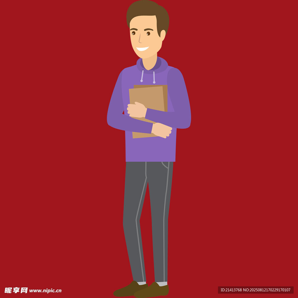 手持书本的站立男子