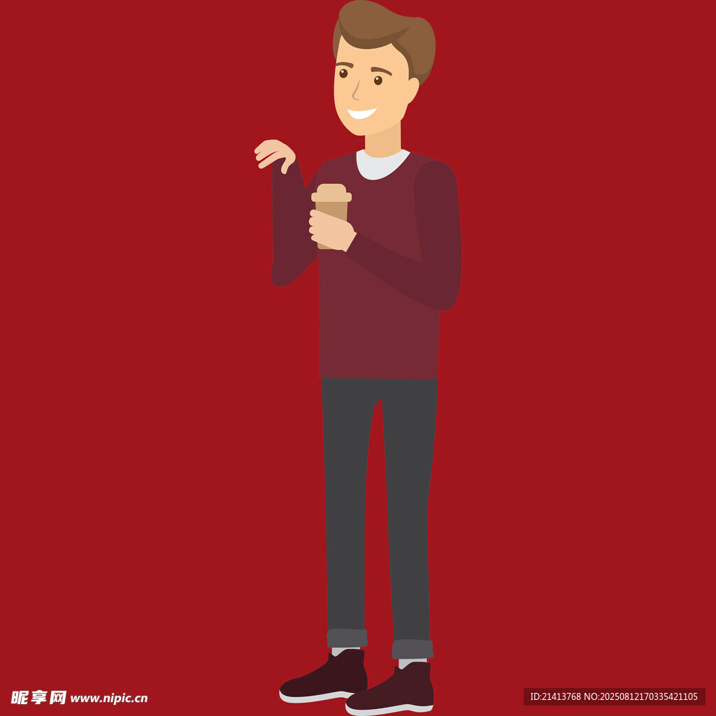 红衣男子握拳站立姿态