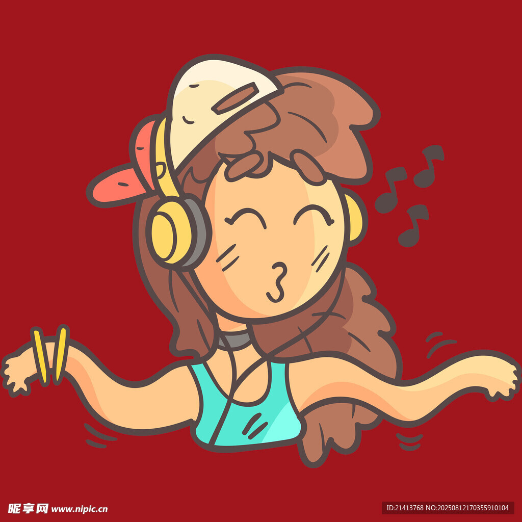 戴耳机跳舞的活力女孩