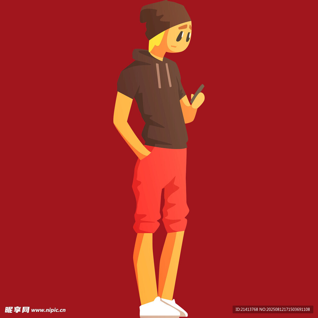 休闲男子专注看手机