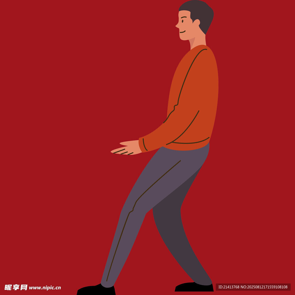 男子休闲姿态插画