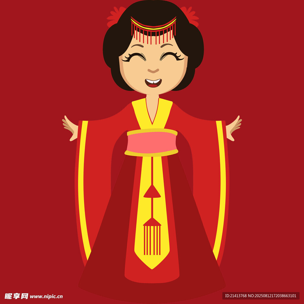 喜庆中式红衣女子形象