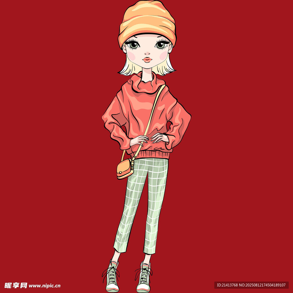 时尚潮酷女孩插画形象