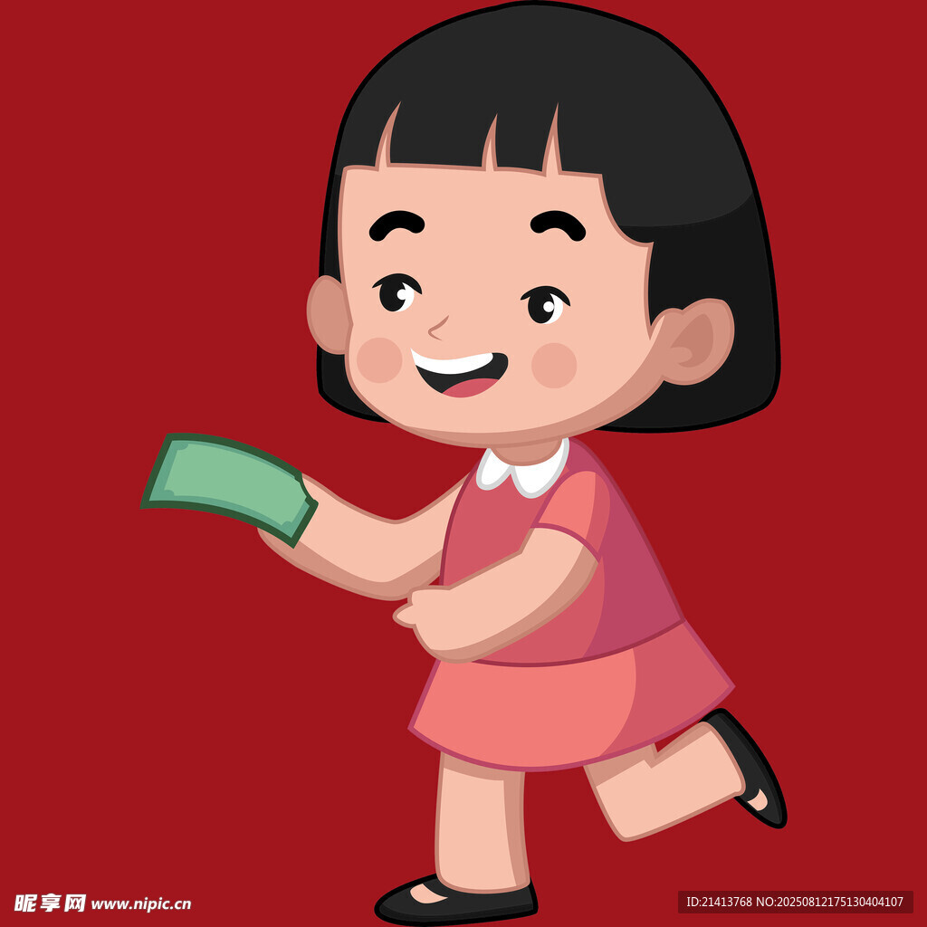 女孩欢快持钞票