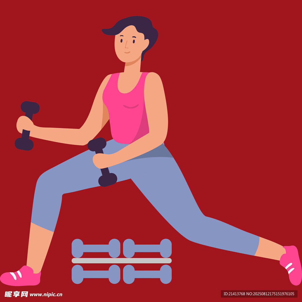 女子持哑铃做健身动作