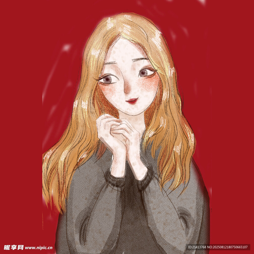 金发微笑女孩插画