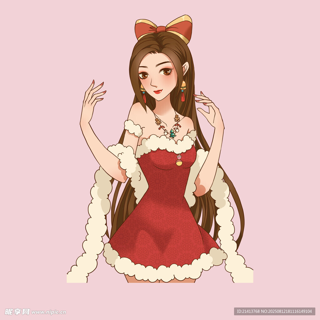 可爱红衣蝴蝶结少女形象