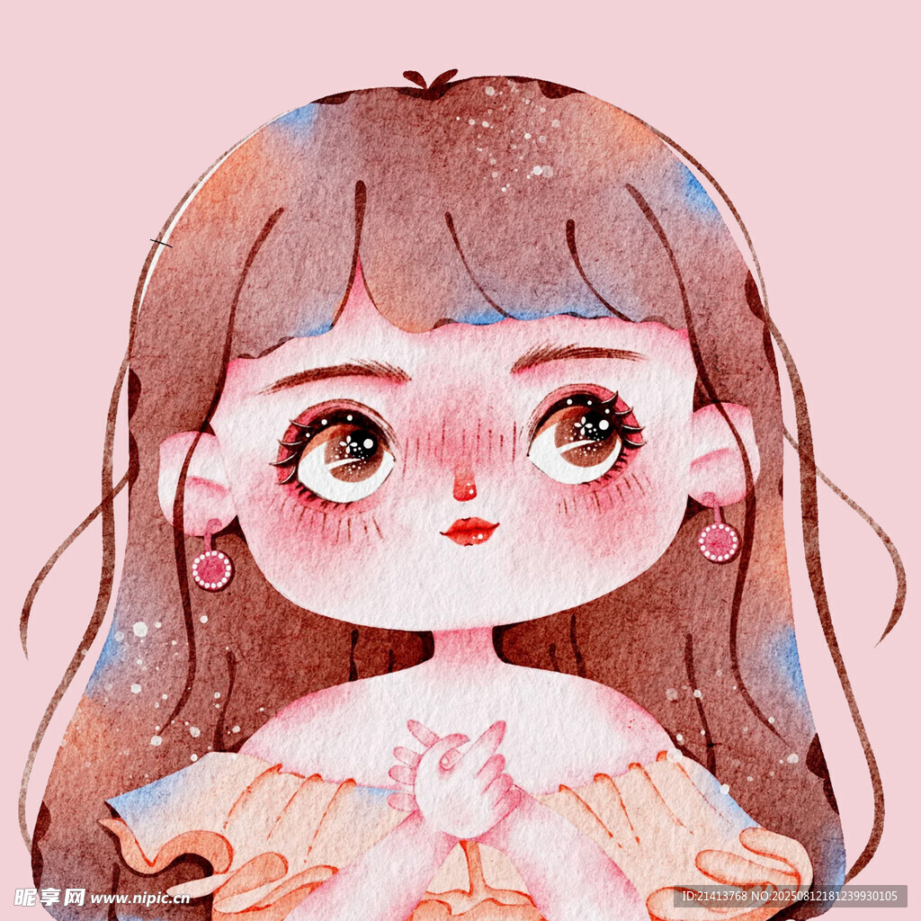 可爱长发少女插画形象