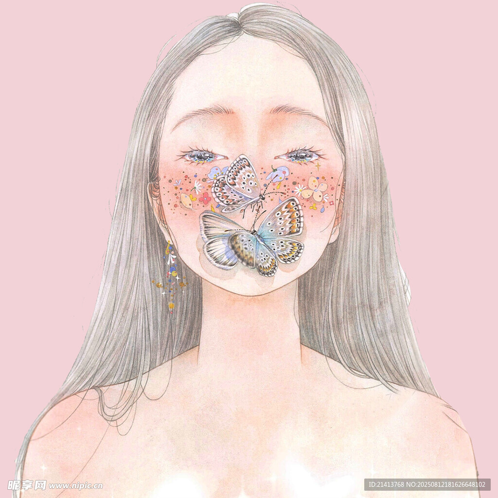 梦幻人脸与机械融合插画