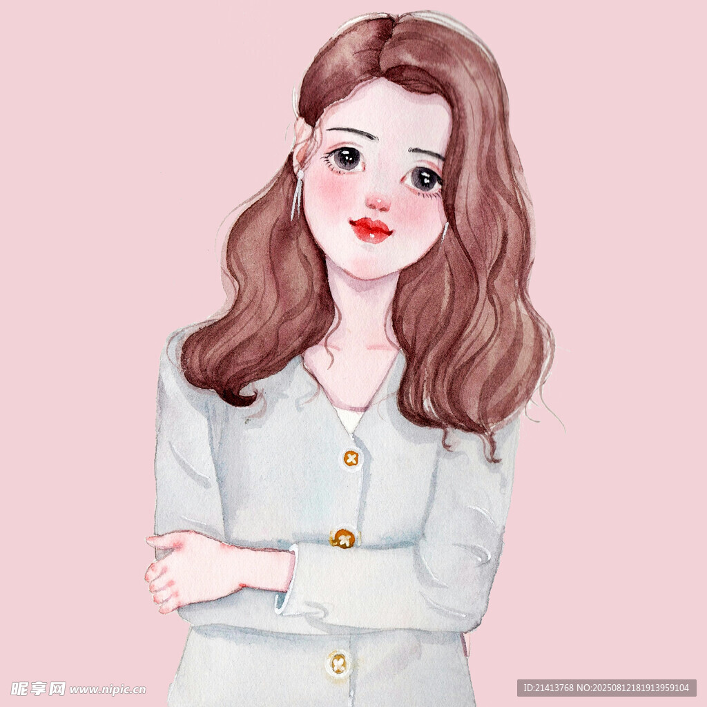 优雅棕色长发女孩
