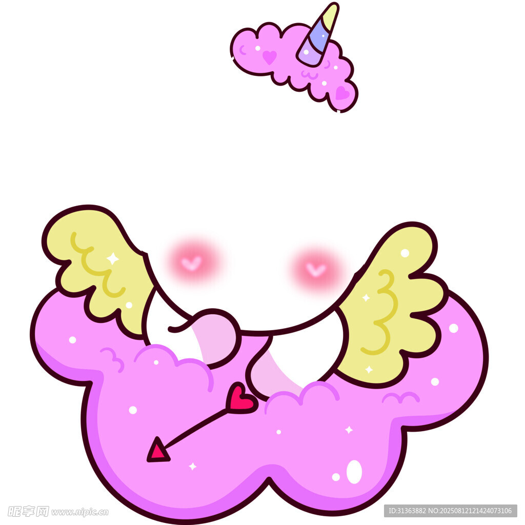 可爱爱心云朵小天使