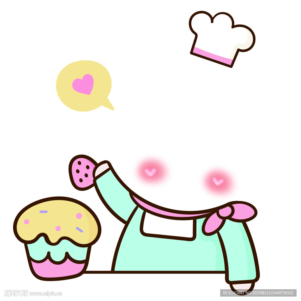 可爱厨师服与美味纸杯蛋糕