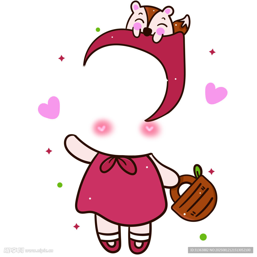戴猫耳的可爱红衣小女孩