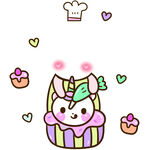 可爱独角兽纸杯蛋糕插画