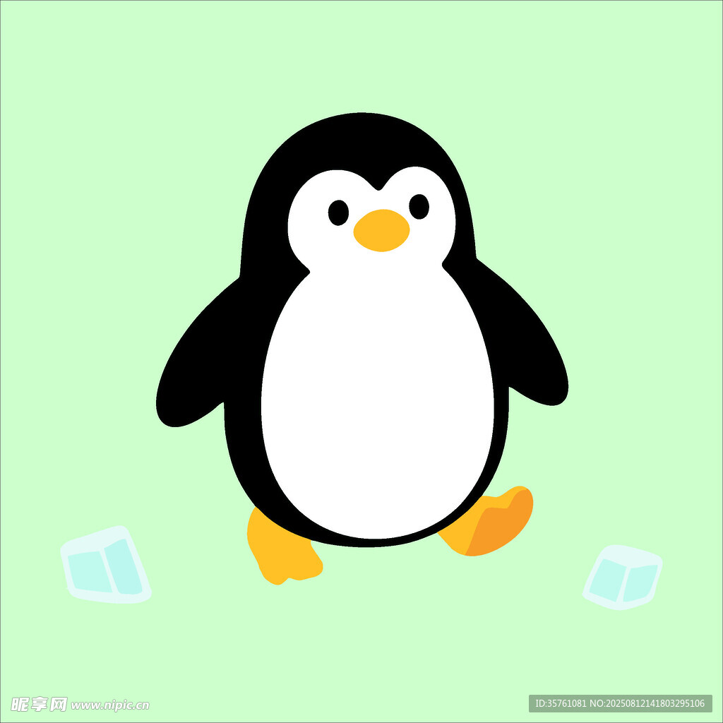 企鹅创意抽象儿童手绘插画