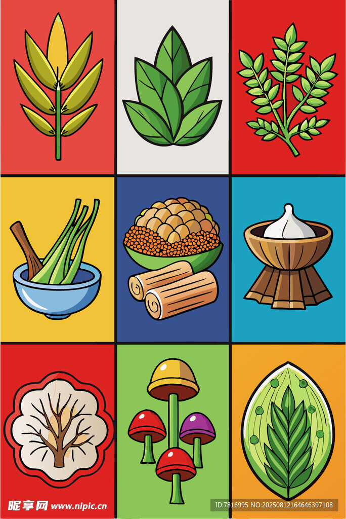 多样植物元素插画集合