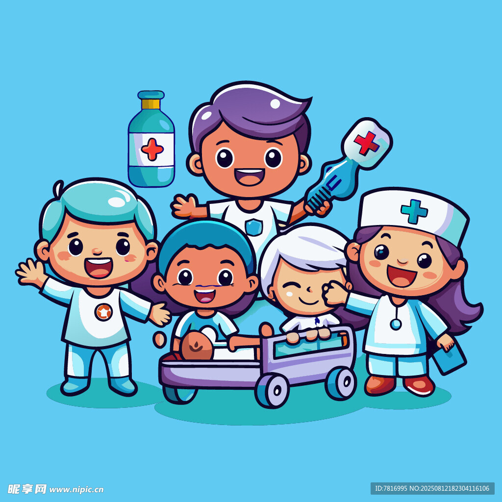 可爱医护团队与病患形象