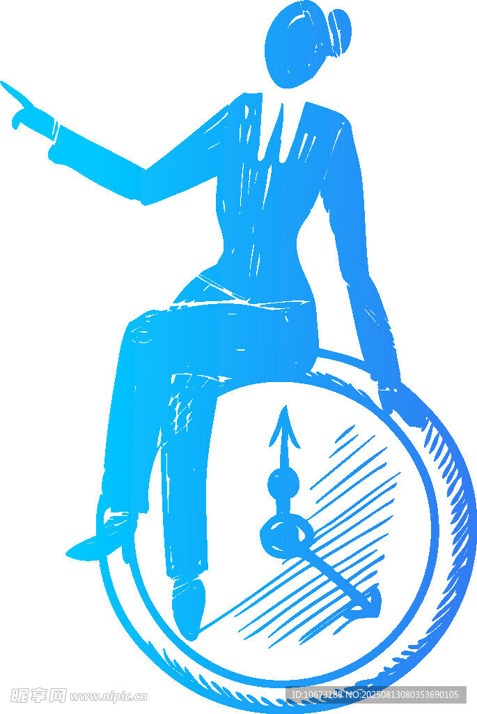 女性坐时钟指向前方