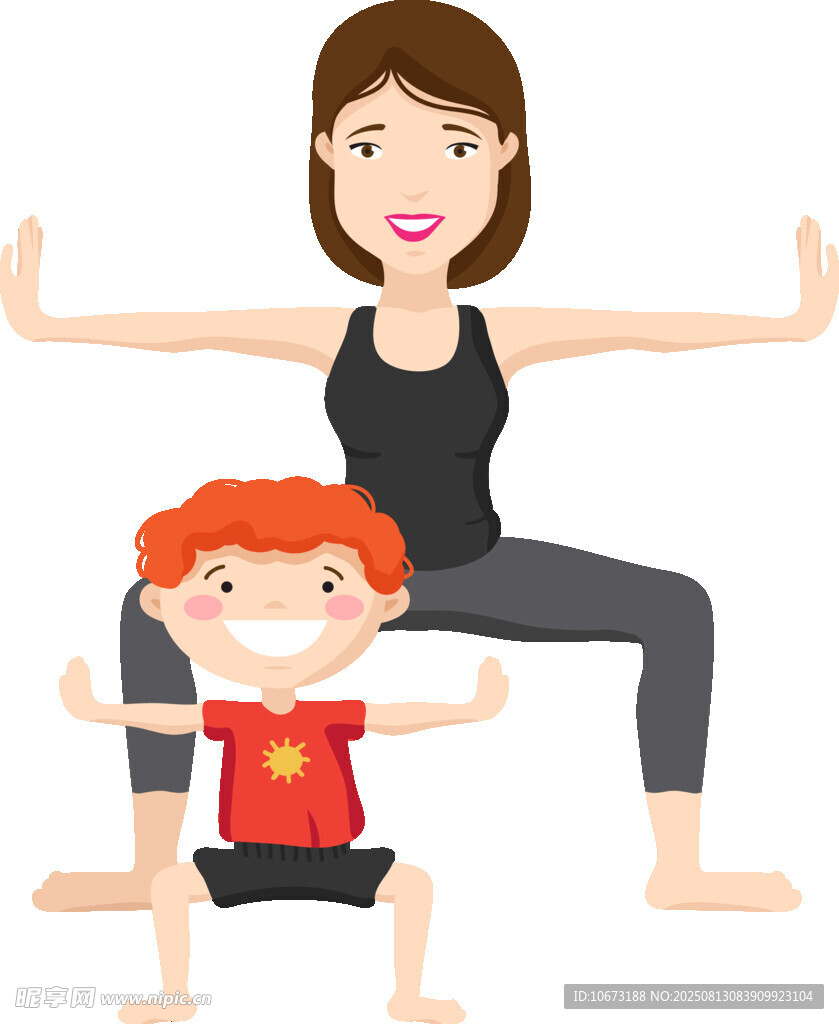 母子共练瑜伽欢乐时光