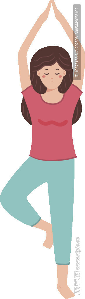 女子做瑜伽树式姿势
