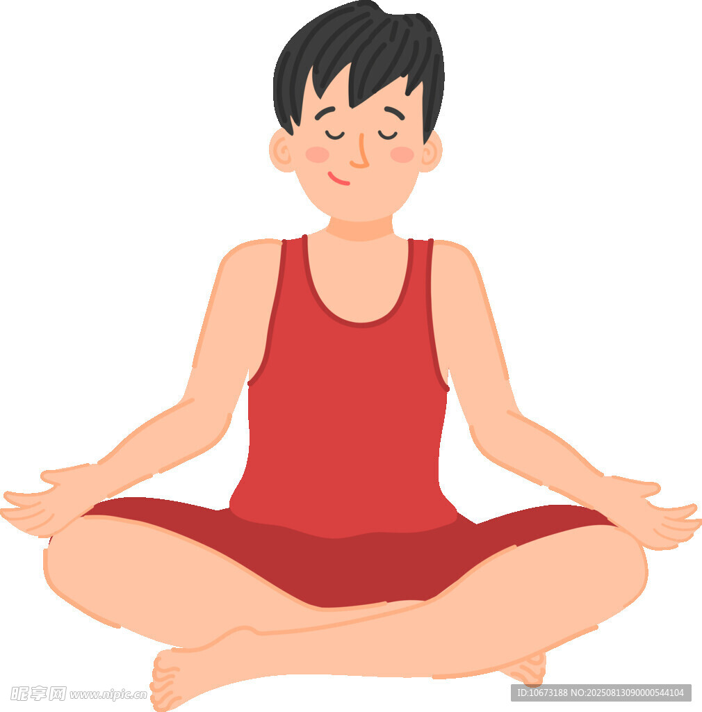 红衣男子静坐冥想