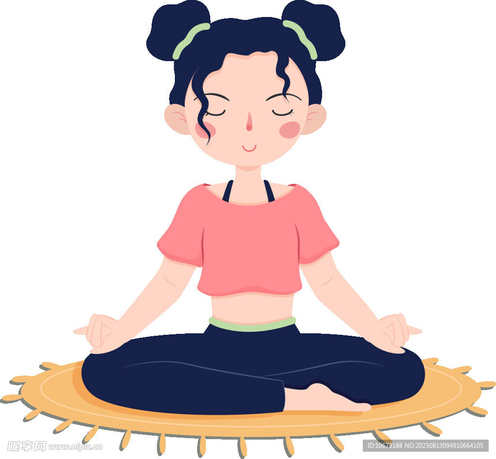 女孩盘腿冥想练瑜伽