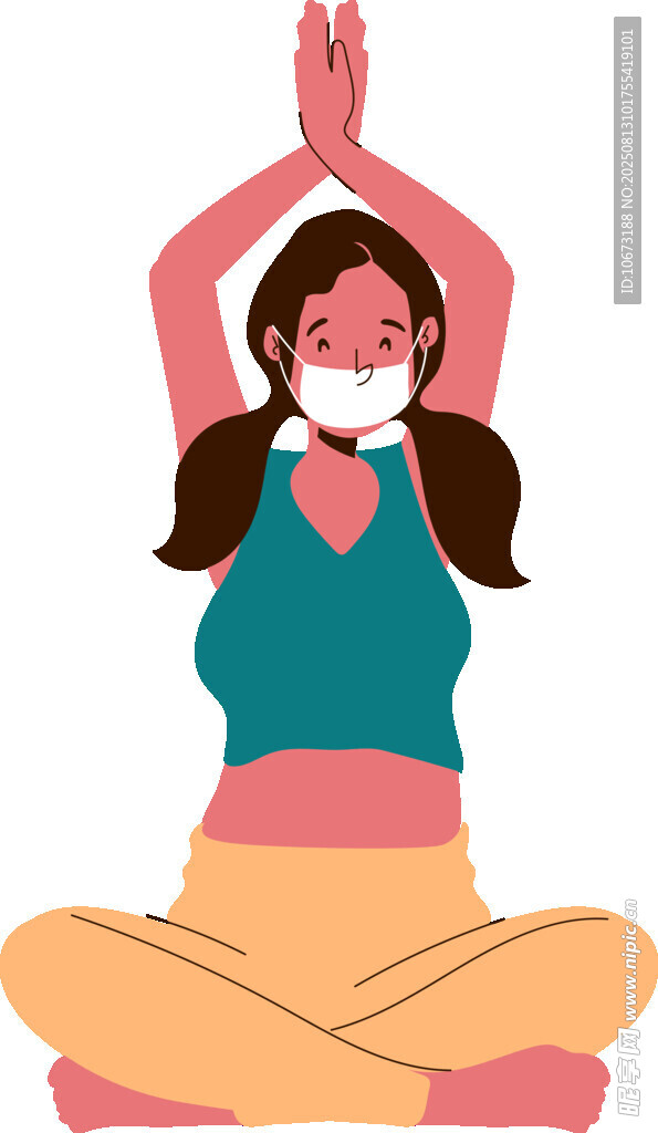 戴口罩做瑜伽的女性