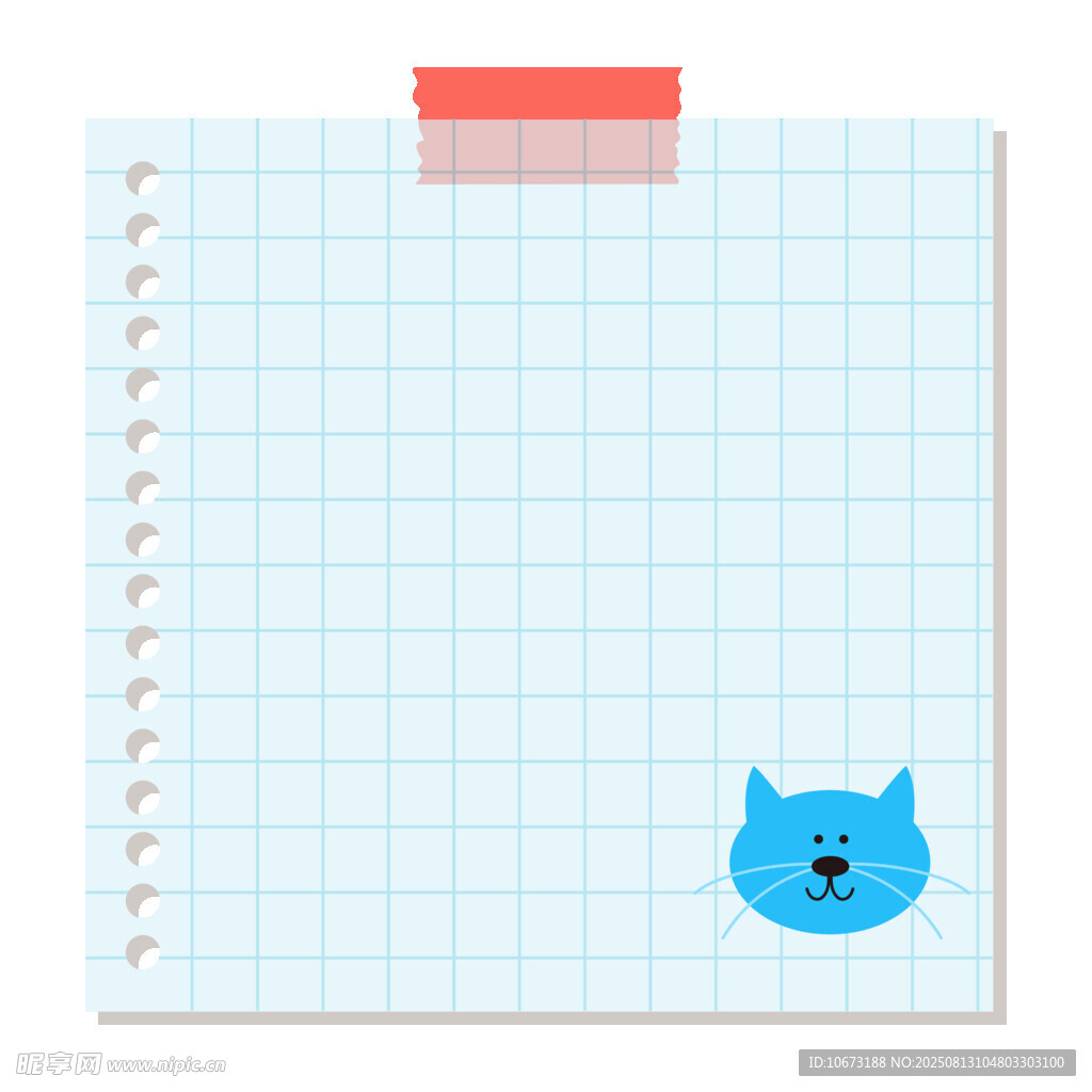 可爱蓝猫图案方格笔记本