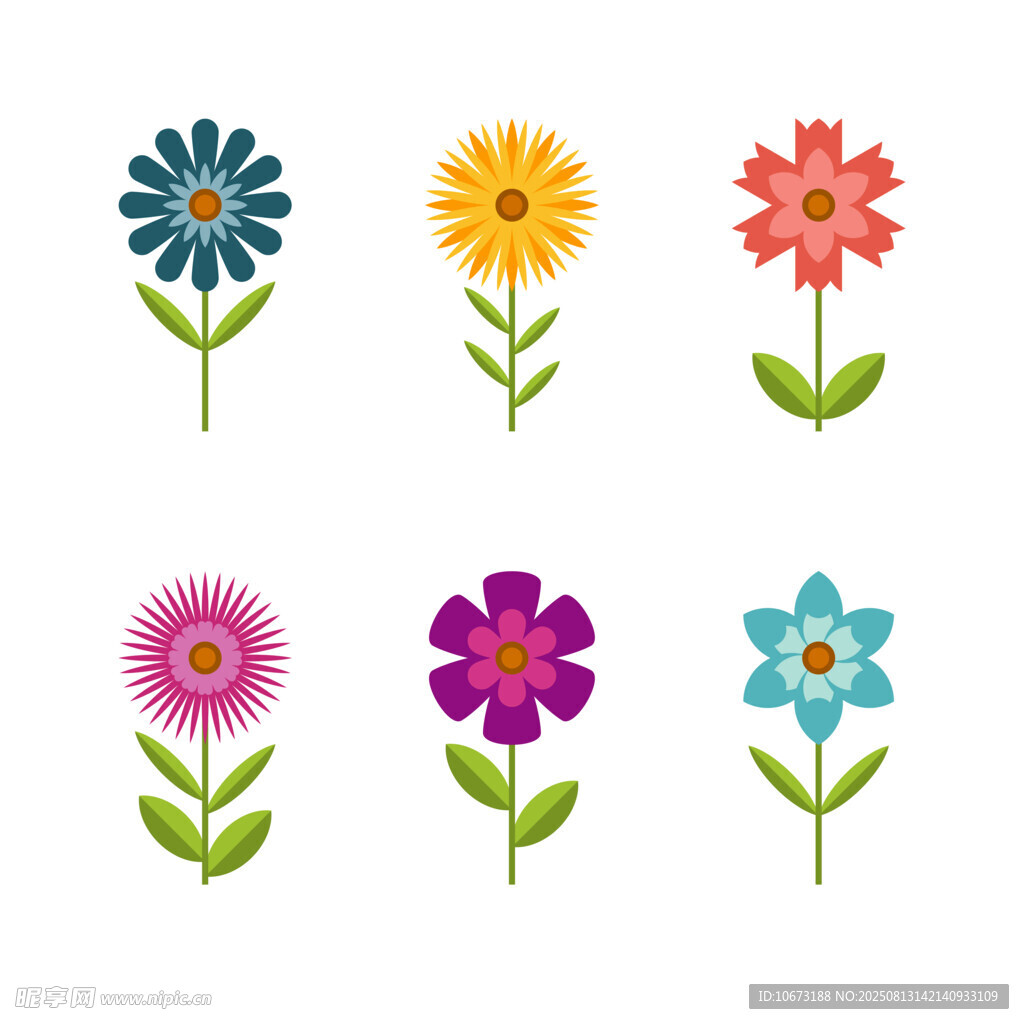 多彩花朵矢量插画