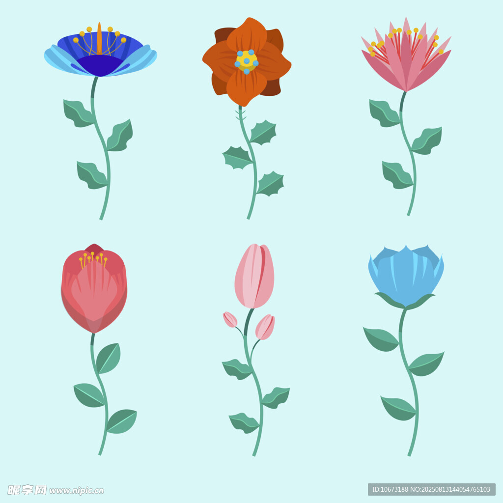 多彩手绘花卉图案集合