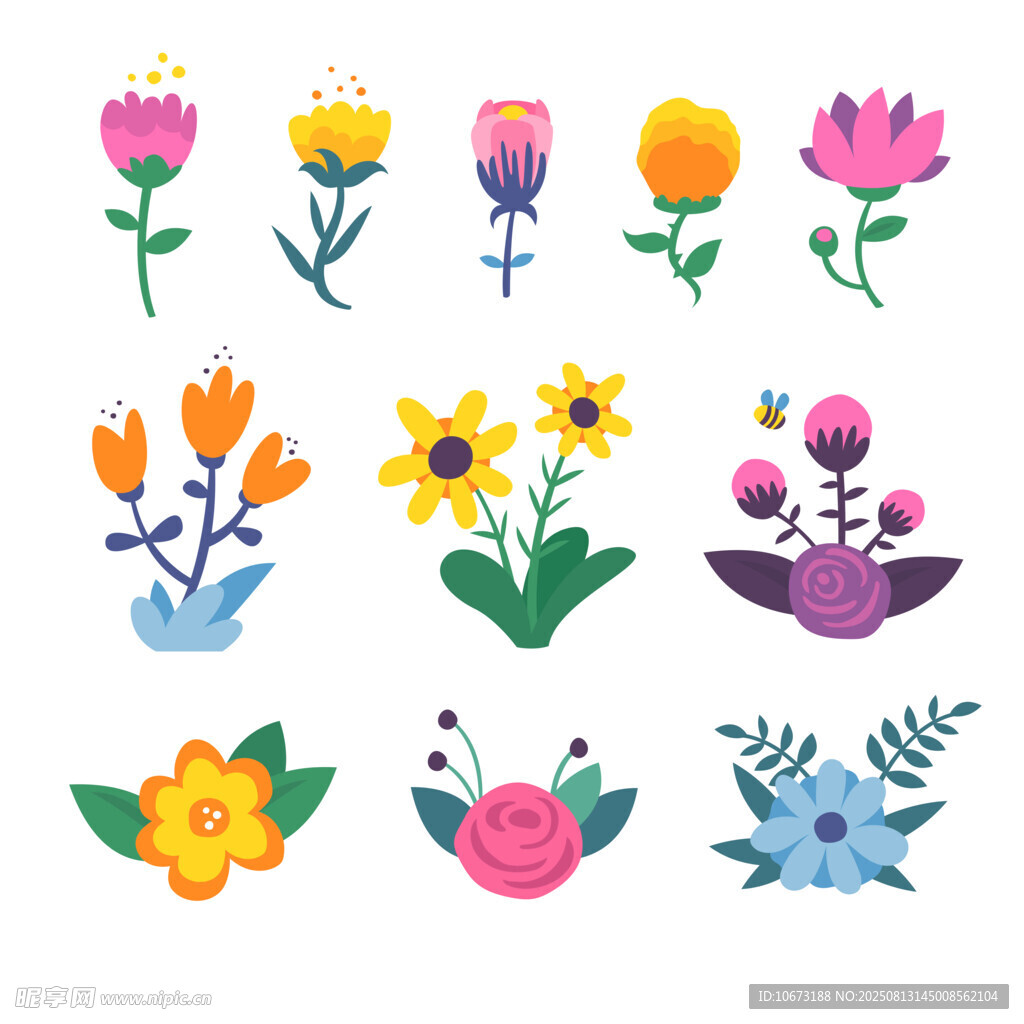 多彩手绘花卉图案集合
