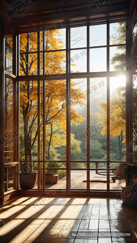 落地窗 带着些许反光