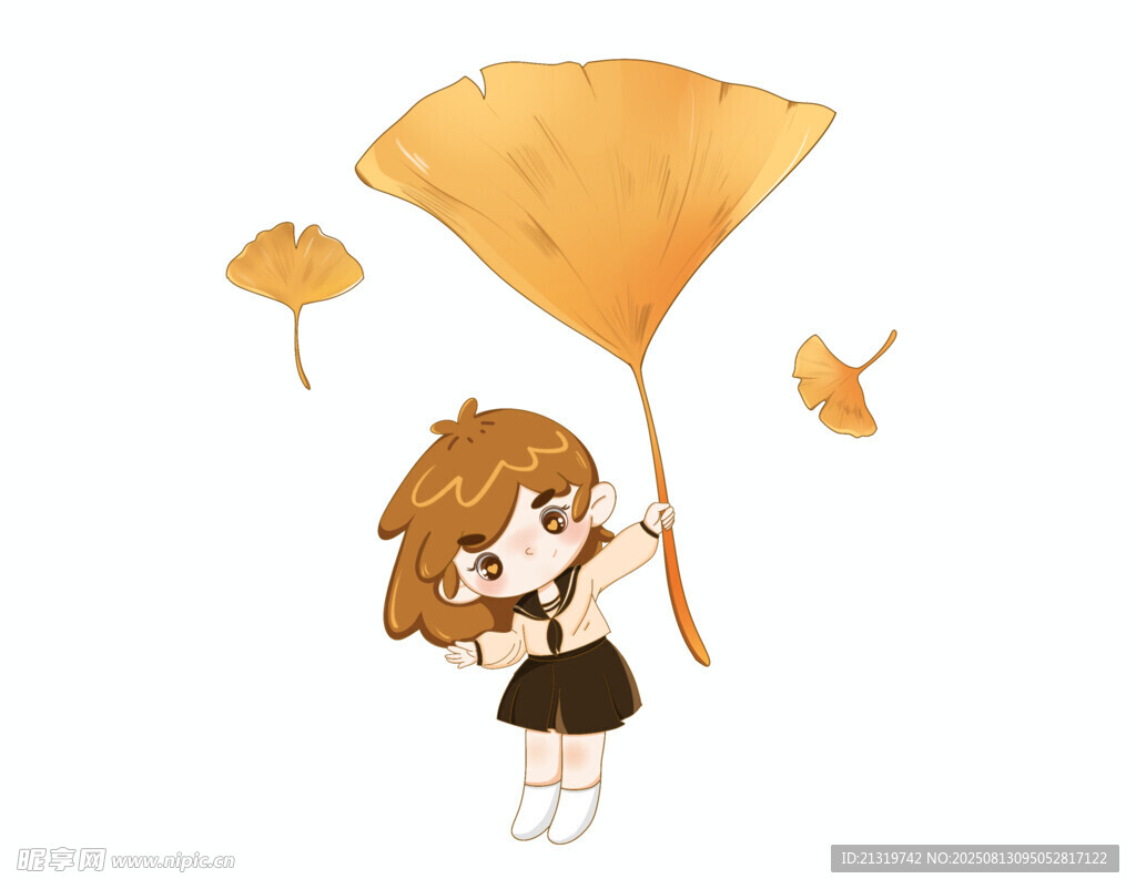 银杏叶卡通插画