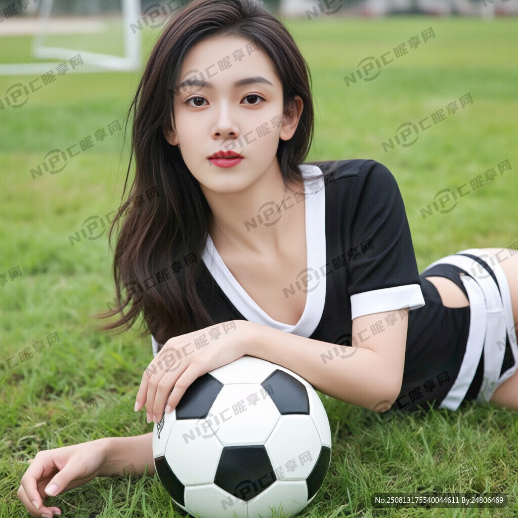 陈瑶足球宝贝全身可见感性草地写