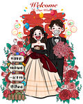 浪漫婚礼插画 甜蜜新人