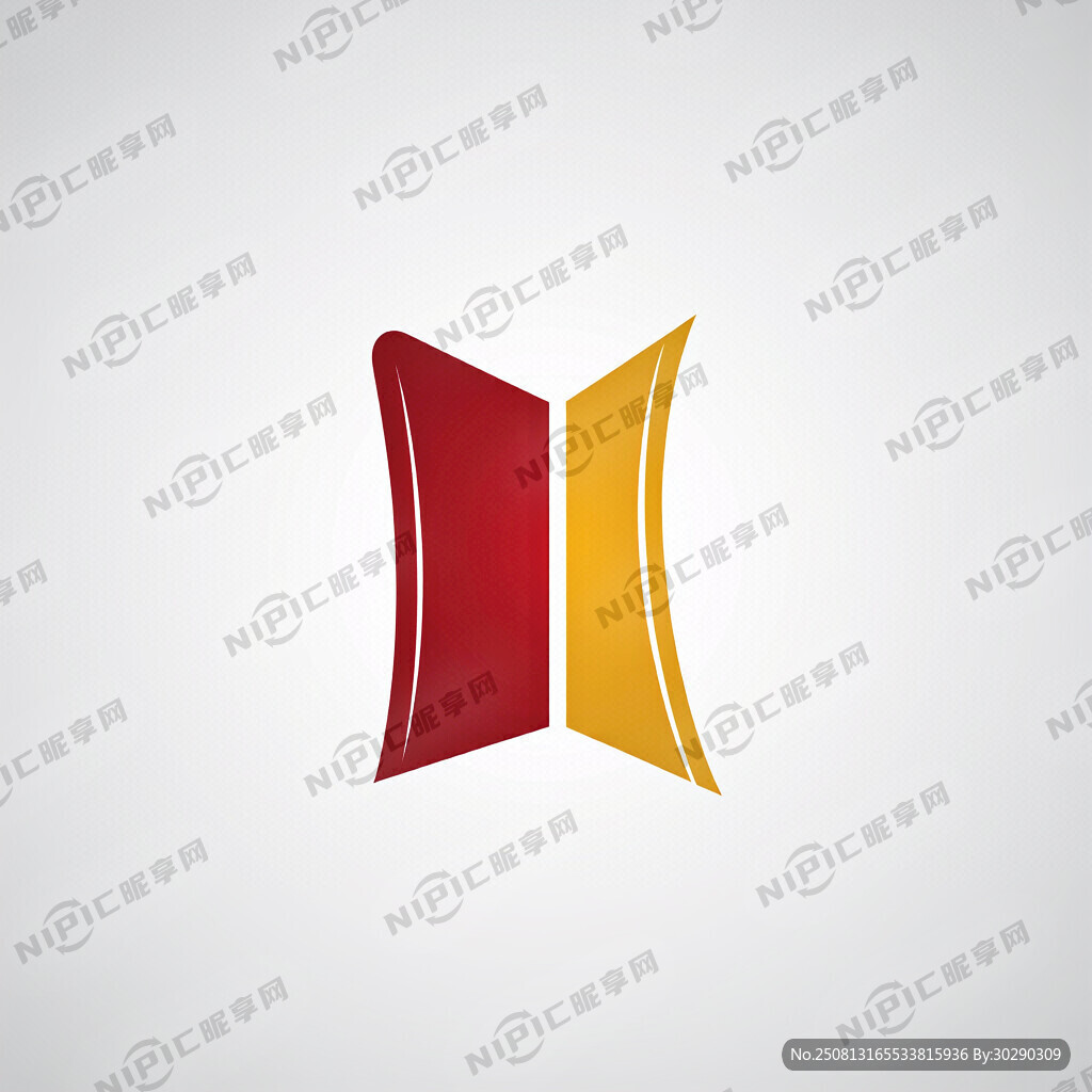 表现打开的门的抽象绘画商标