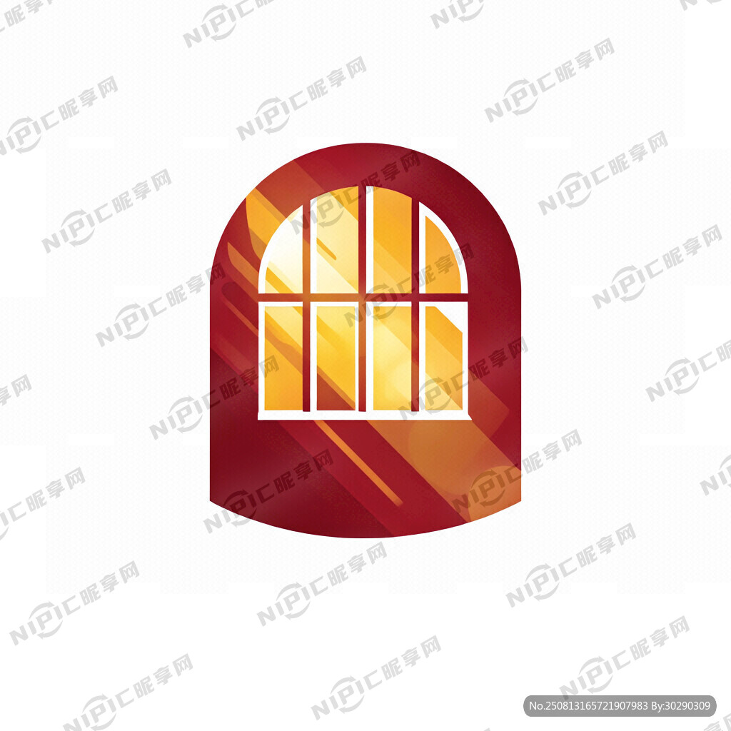 表现光照进窗户的抽象绘画商标