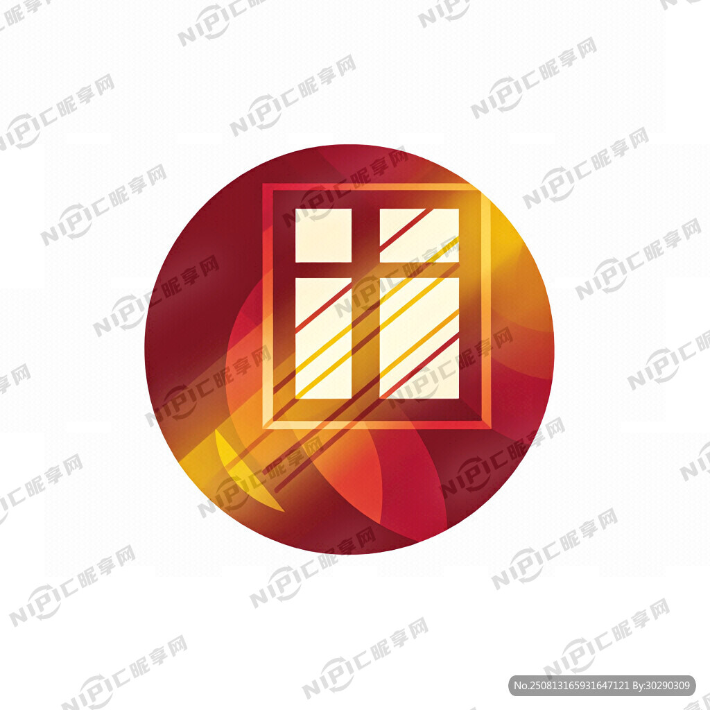 表现光照进窗户的抽象绘画商标