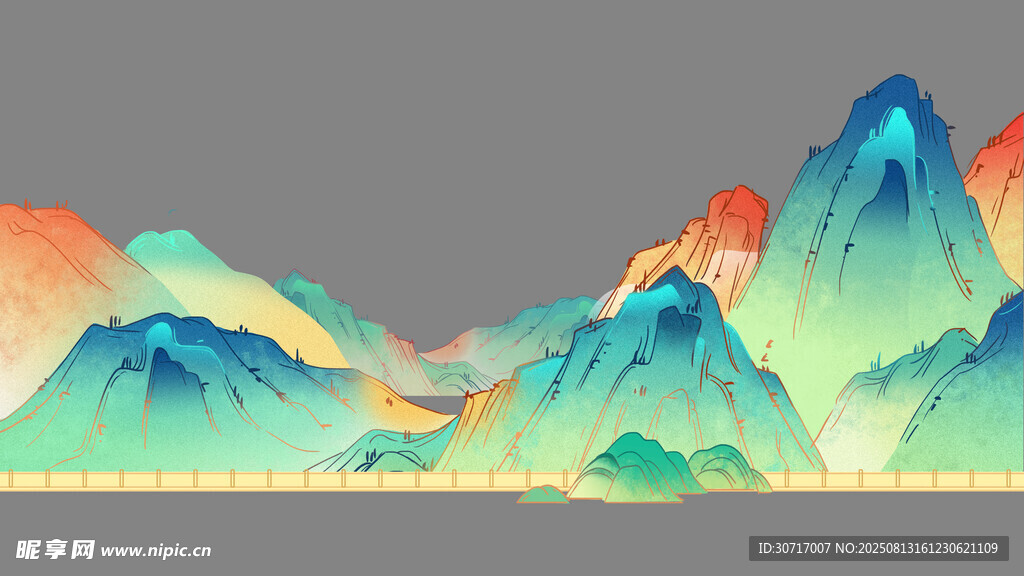 梦幻多彩山水风景图