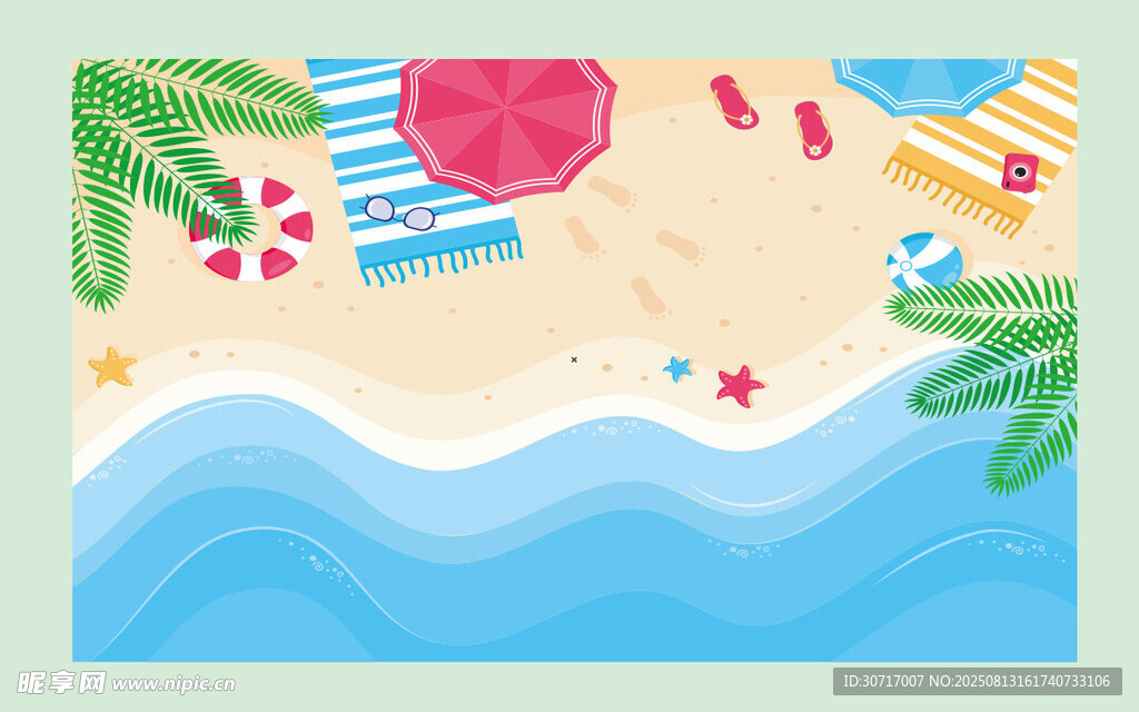 夏日海滩度假休闲场景
