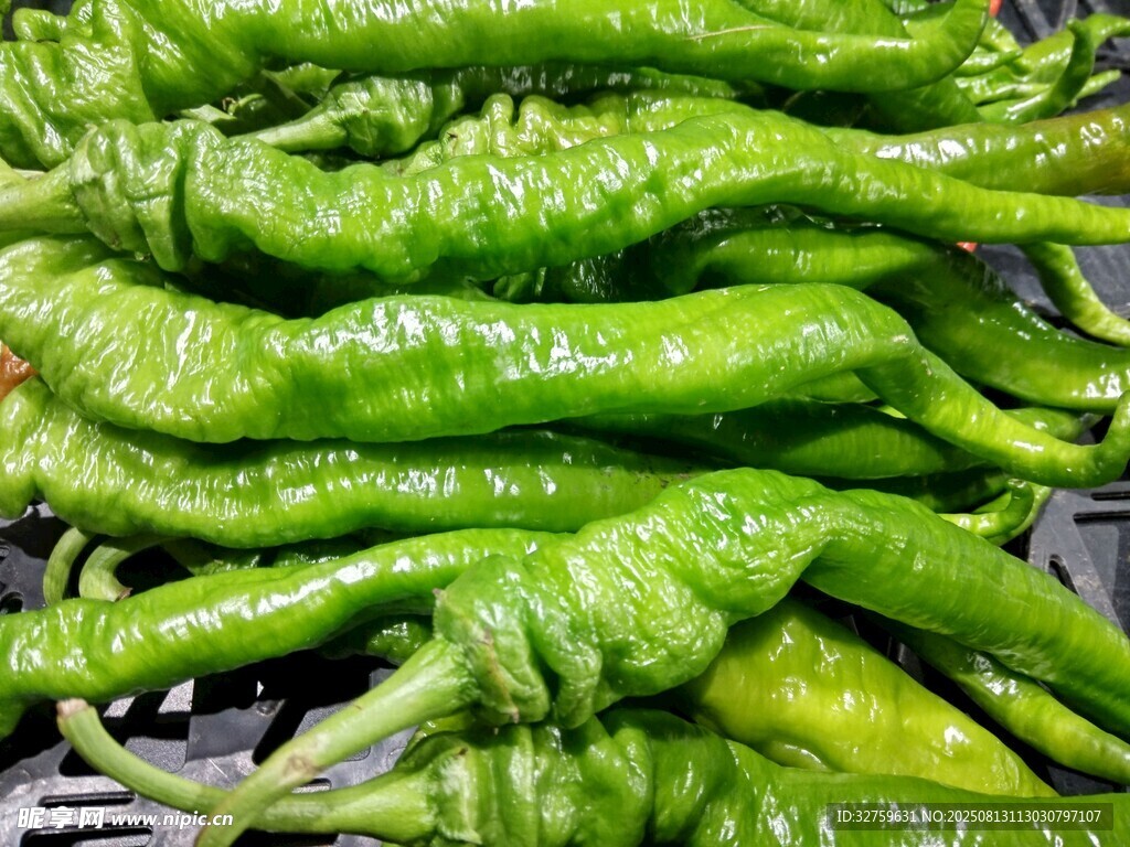 新鲜青尖椒堆叠