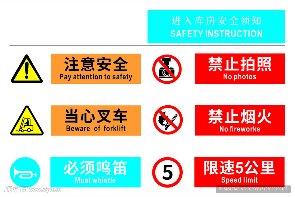库房安全警示标识集合