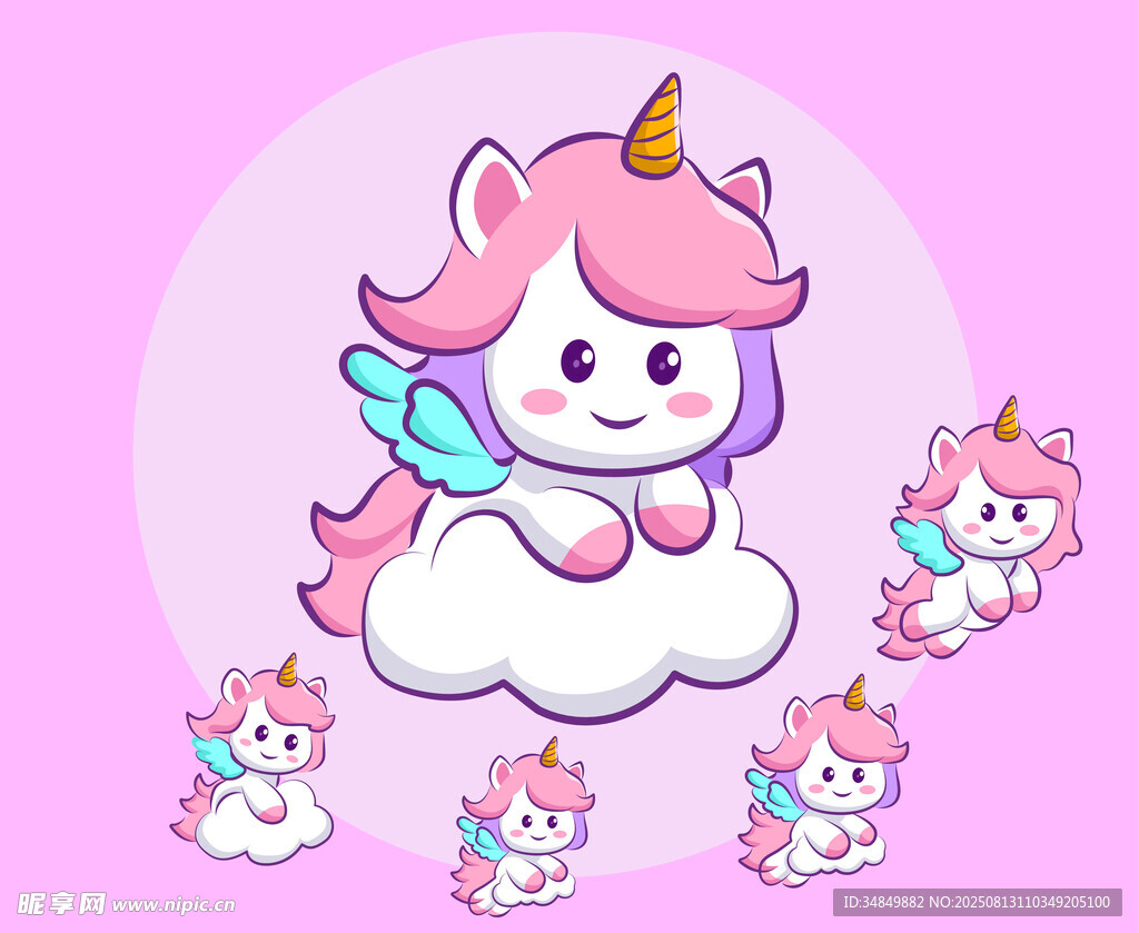 卡通独角兽插图