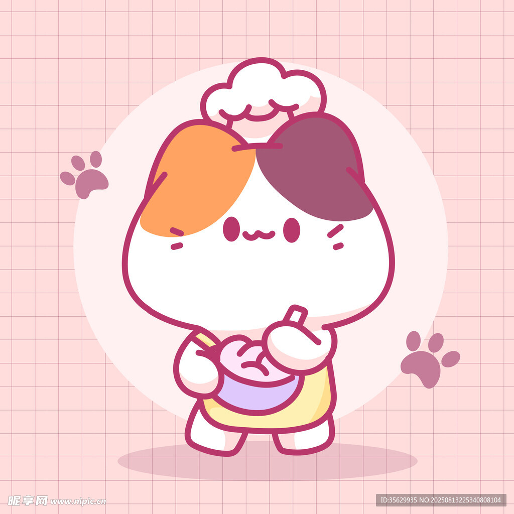 卡通厨师小猫形象