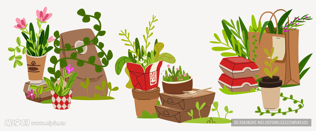 盆栽植物插图