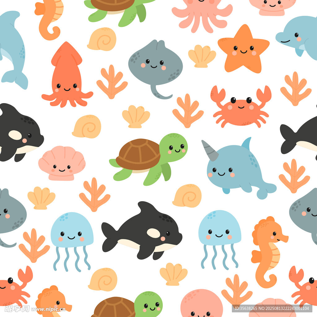 海洋生物无缝图案