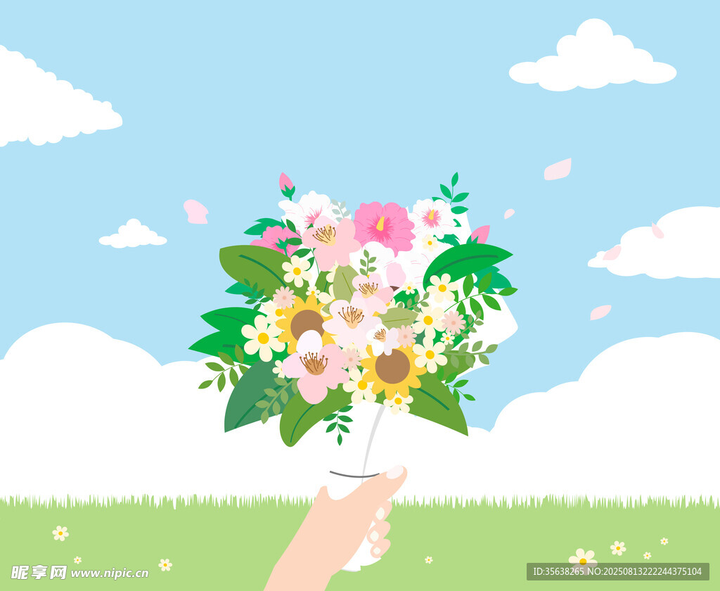 手捧花束插图